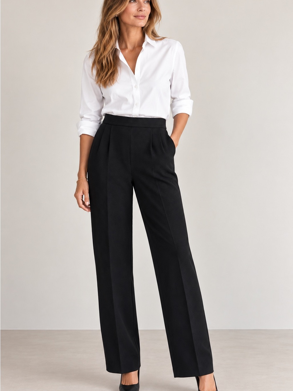 St. John Basics Black Knit Pleated Straight Leg Pants Women’s 4 🟫